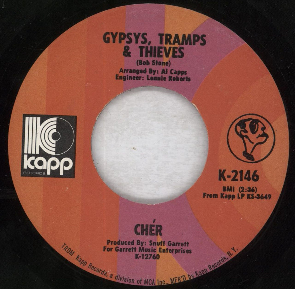 Cher Gypsies, Tramps & Thieves US 7" vinyl single (7 inch record / 45)