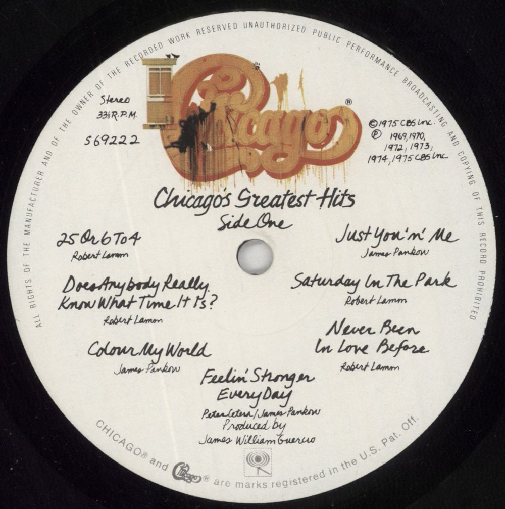 Chicago Greatest Hits - Chicago IX - Hype Sticker UK vinyl LP album (LP record) CCGLPGR516483