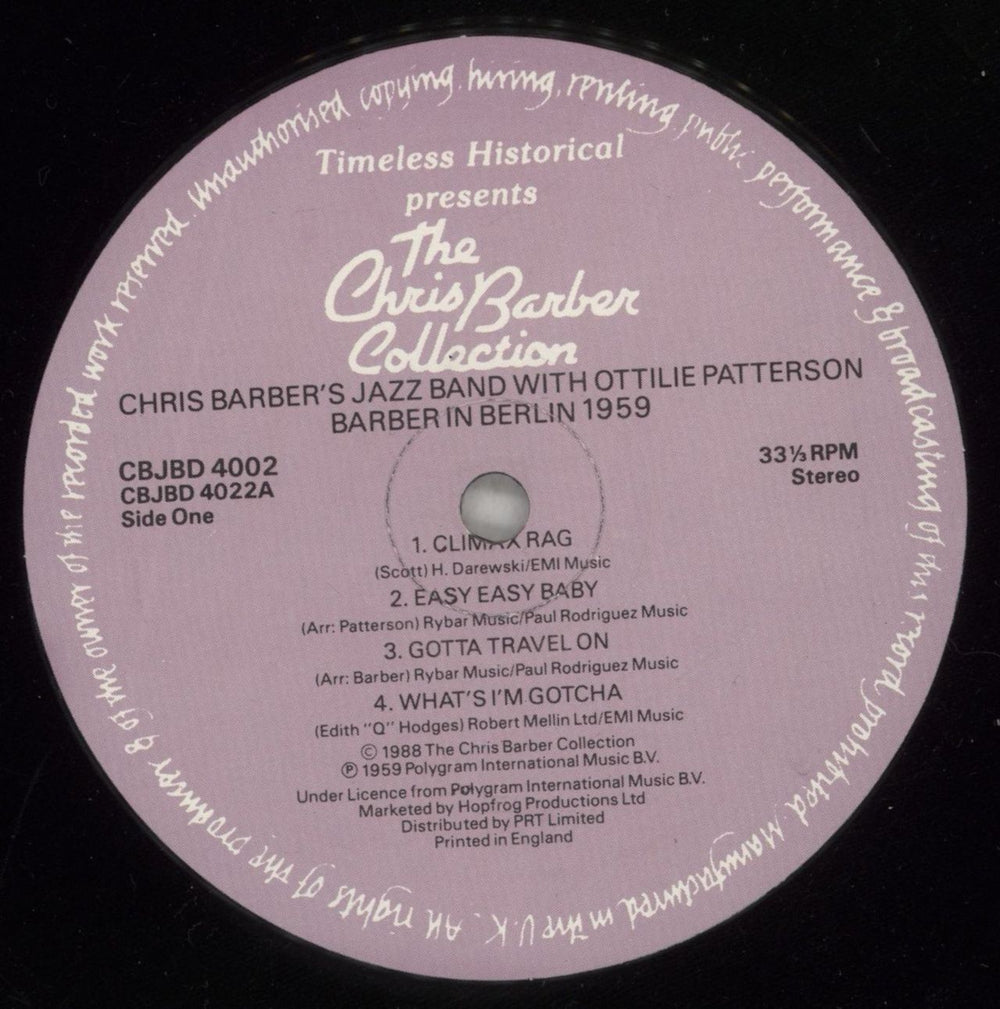 Chris Barber Barber In Berlin / Barber At The London Palladium - The Classic Concerts 1959/1961 UK 2-LP vinyl record set (Double LP Album) CHB2LBA880284