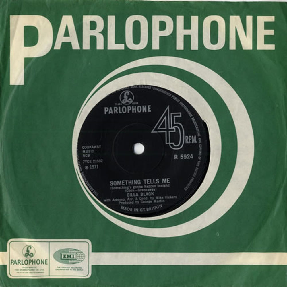 Cilla Black Something Tells Me UK 7" vinyl single (7 inch record / 45) R5924