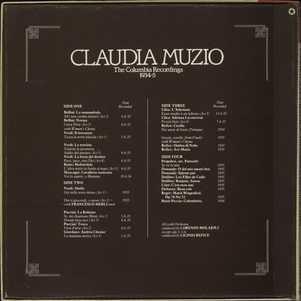 Claudia Muzio Italian Opera Arias - Italian, French And German Songs (The Columbia Recordings 1934-5) UK Vinyl Box Set