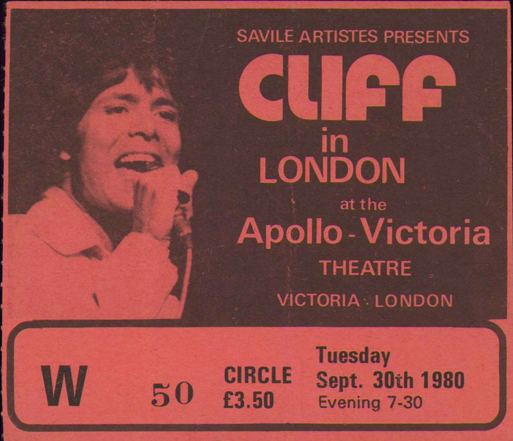 Cliff Richard Apollo Victoria Theatre 1980 + Ticket Stub UK tour programme