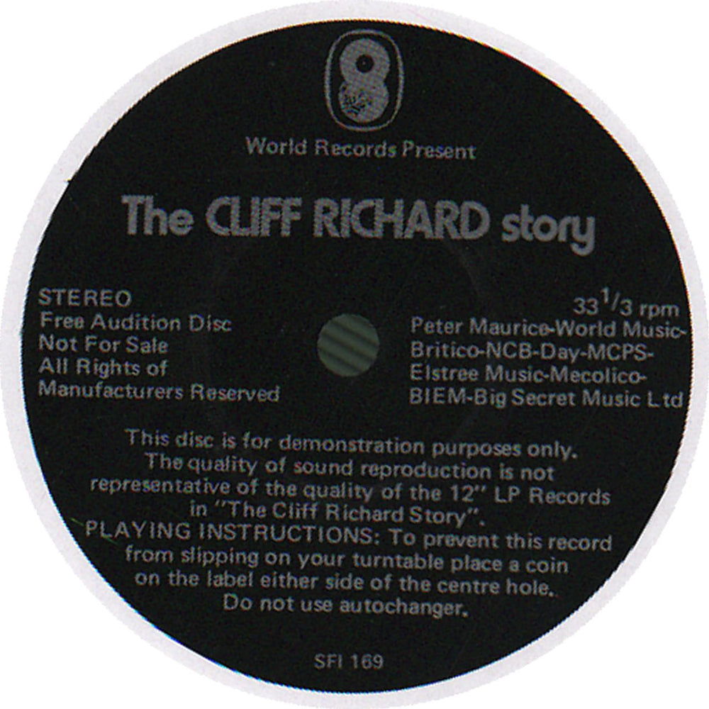 Cliff Richard The Cliff Richard Story - Flexi UK 7" vinyl single (7 inch record / 45) SFI169