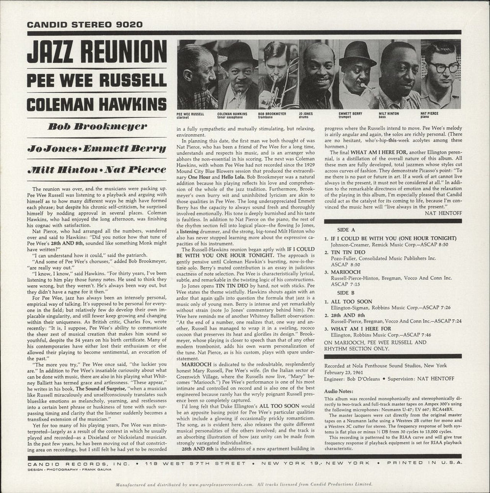 Coleman Hawkins Jazz Reunion - 180gm Vinyl UK vinyl LP album (LP record)