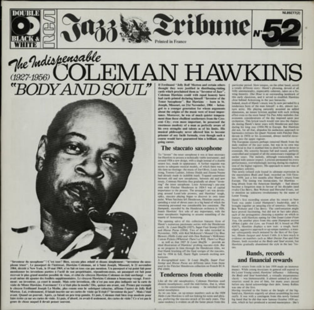 Coleman Hawkins The Indispensable Coleman Hawkins French 2-LP vinyl record set (Double LP Album) NL89277(2)