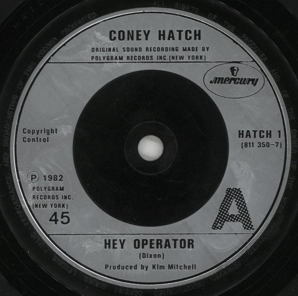 Coney Hatch Hey Operator UK 7" vinyl single (7 inch record / 45) CQY07HE653209