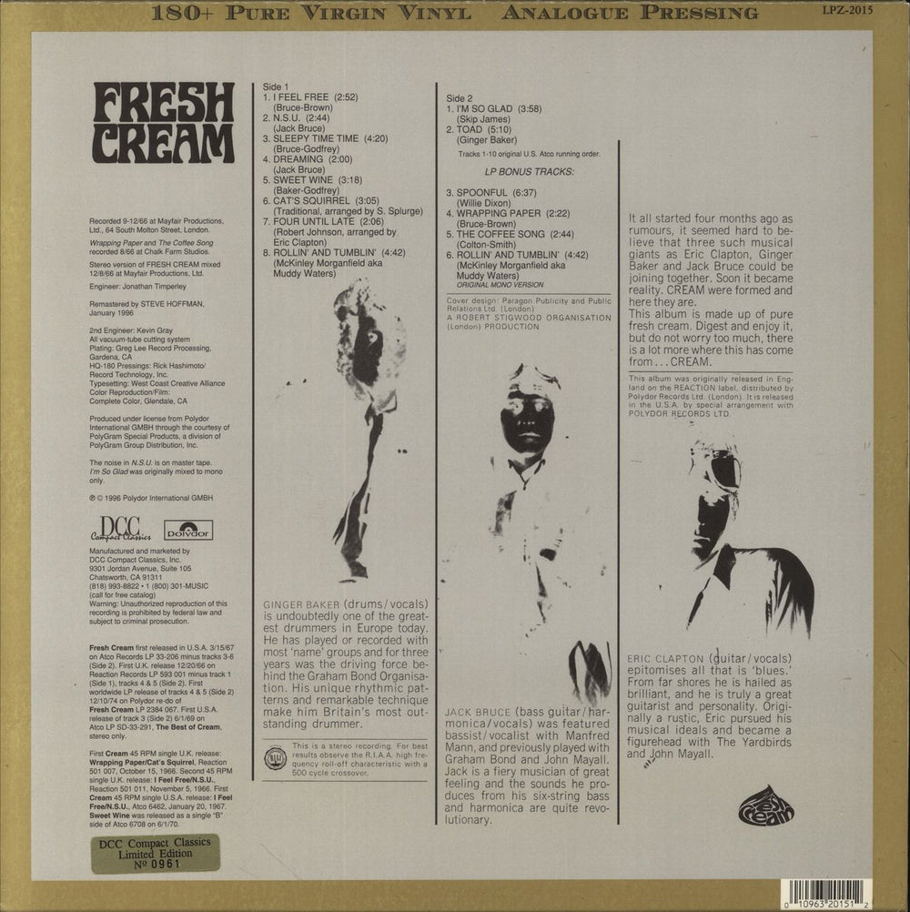Cream Fresh Cream US vinyl LP album (LP record) 010963201512