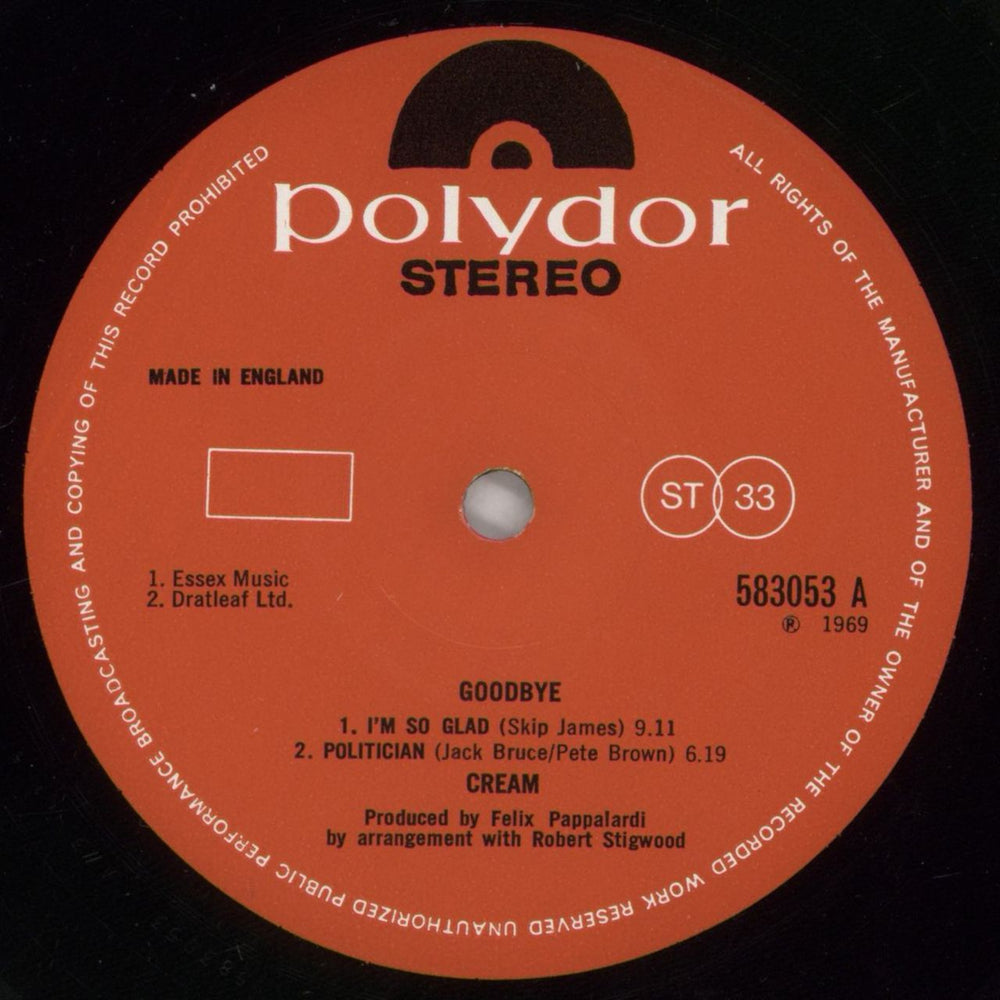 Cream Goodbye UK vinyl LP album (LP record) CRMLPGO330461