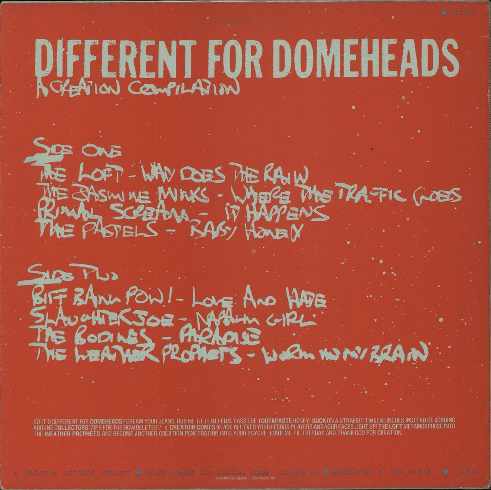 Creation Records It's Different For Domeheads UK vinyl LP album (LP record)