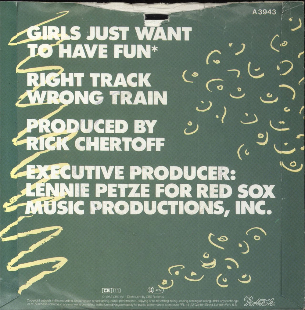 Cyndi Lauper Girls Just Want To Have Fun - P/S - Inj UK 7" vinyl single (7 inch record / 45)