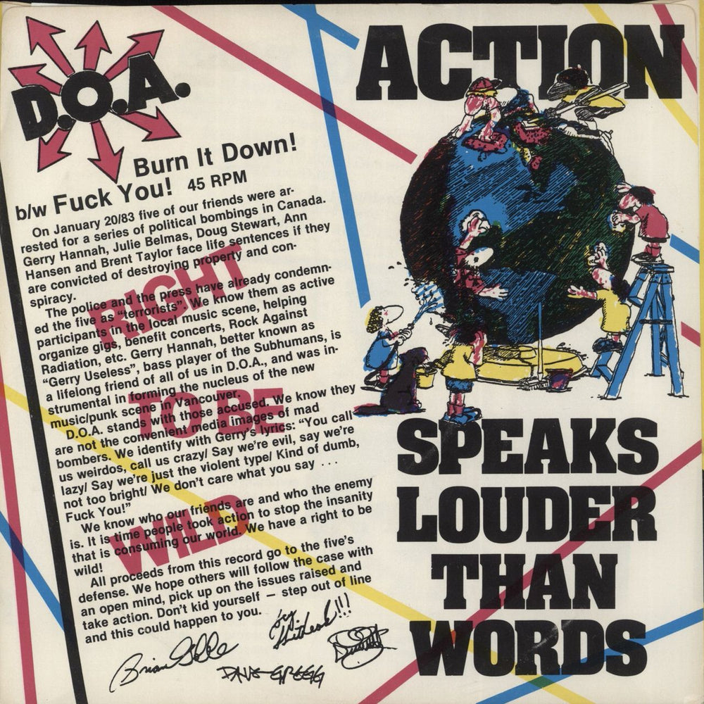 D.O.A. Burn It Down! US 7" vinyl single (7 inch record / 45)