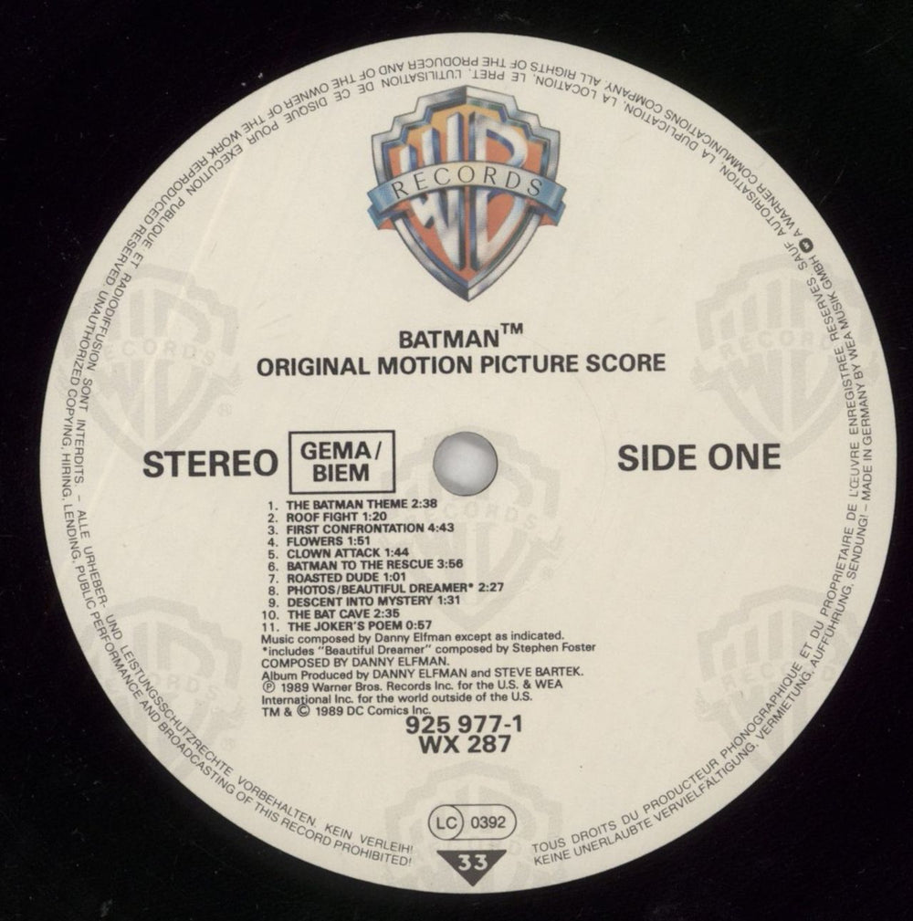 Danny Elfman Batman UK vinyl LP album (LP record) DXNLPBA273109