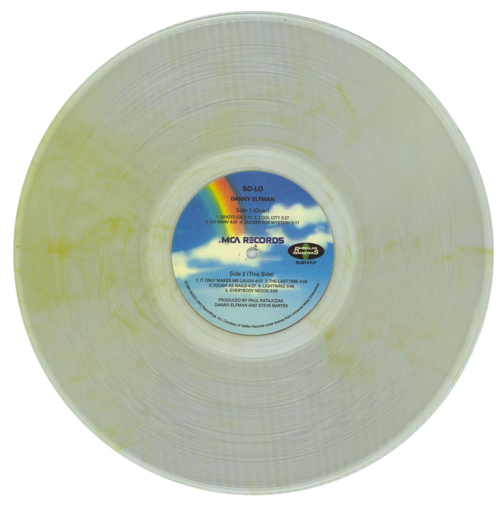 Danny Elfman So-Lo - Clear with Yellow Swirl Vinyl US vinyl LP album (LP record) DXNLPSO870073