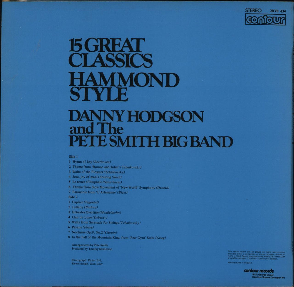 Danny Hodgson 15 Great Classics/Hammond Style UK vinyl LP album (LP record)