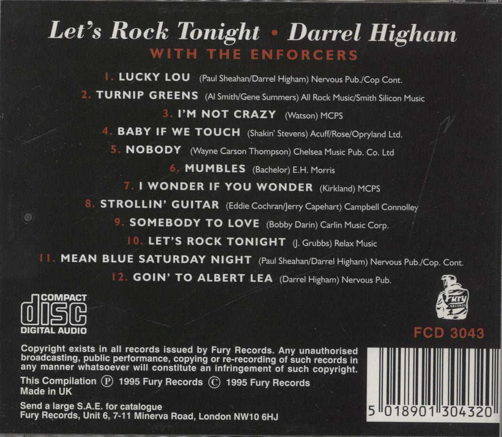 Darrel Higham & The Barnshakers Let's Rock Tonight UK CD album (CDLP)