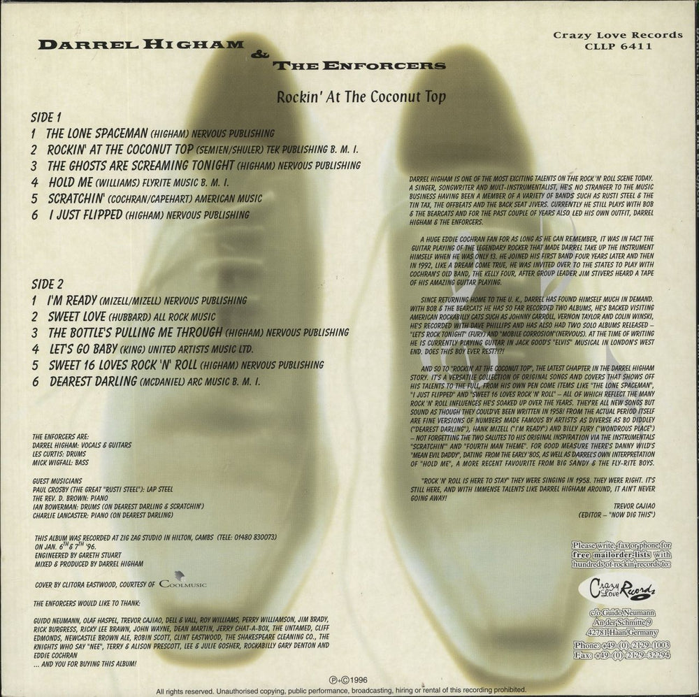 Darrel Higham Rockin' At The Coconut Top German vinyl LP album (LP record)