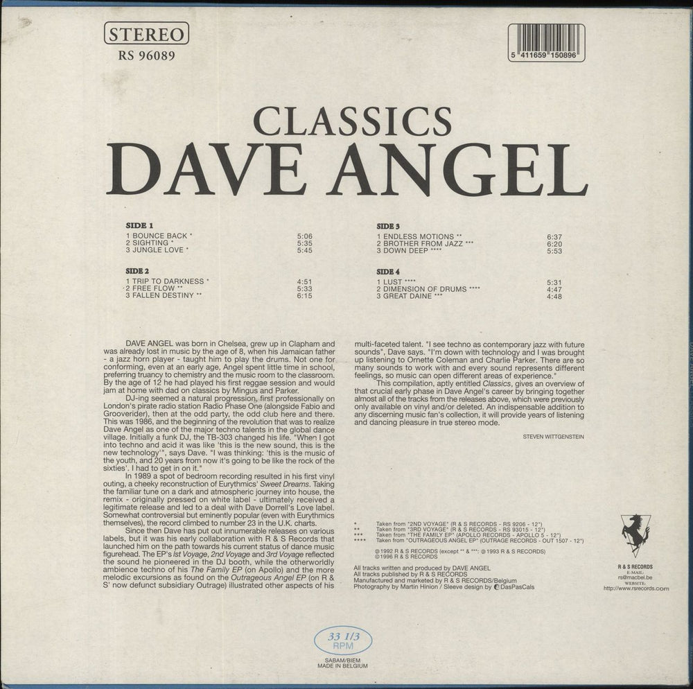 Dave Angel Classics UK 2-LP vinyl record set (Double LP Album) 5411659150896