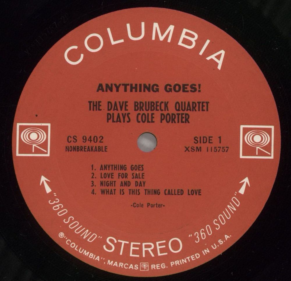 Dave Brubeck Anything Goes! US vinyl LP album (LP record) DBRLPAN880502