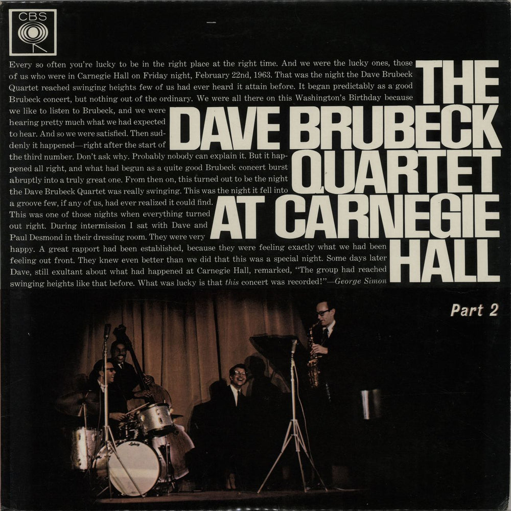 Dave Brubeck At Carnegie Hall - Parts 1 & 2 UK 2-LP vinyl record set (Double LP Album) DBR2LAT568566