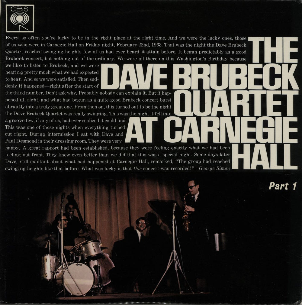 Dave Brubeck At Carnegie Hall - Parts 1 & 2 UK 2-LP vinyl record set (Double LP Album) SBPG62155/6