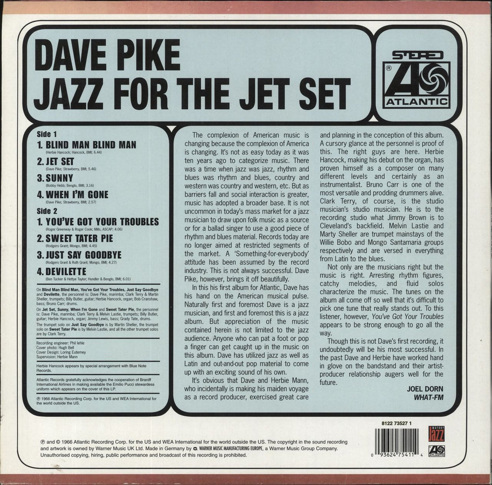 Dave Pike Jazz For The Jet Set UK vinyl LP album (LP record) 093624754114
