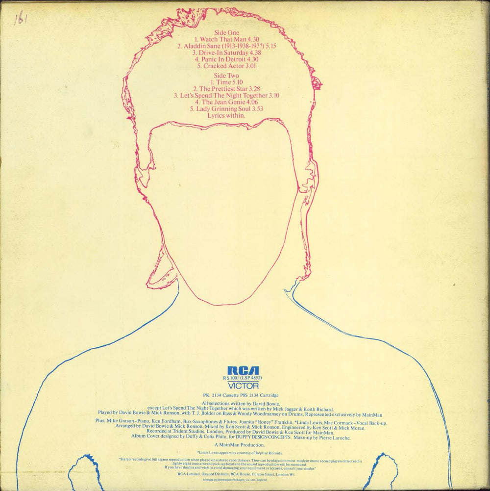 David Bowie Aladdin Sane Canadian vinyl LP album (LP record)