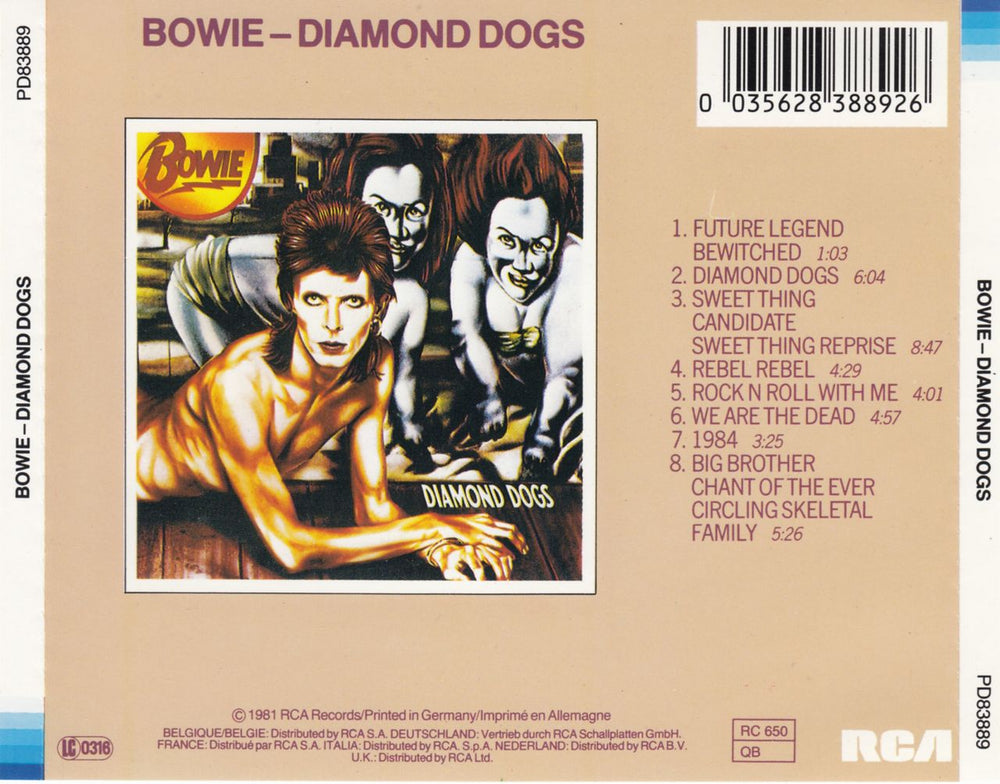 David Bowie Diamond Dogs - Withdrawn UK CD album (CDLP) BOWCDDI28921