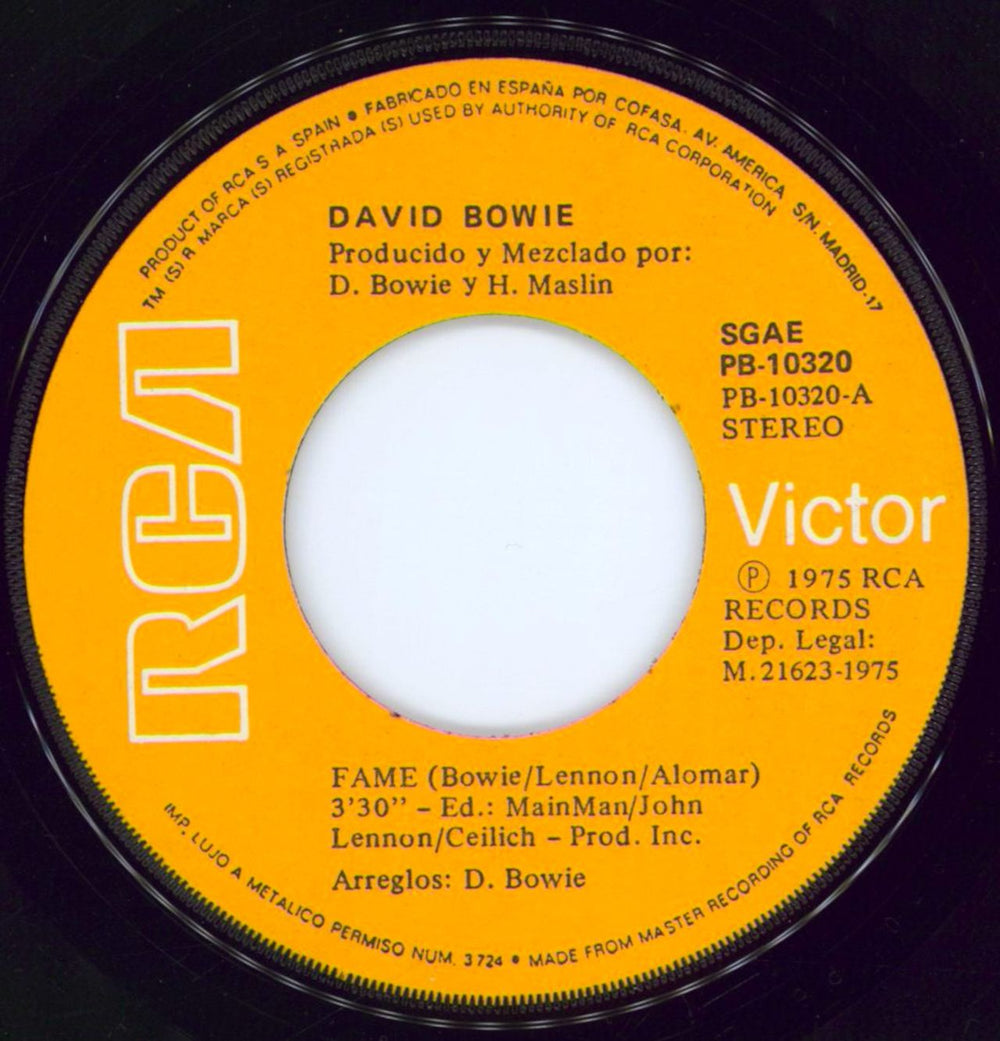 David Bowie Fame - 1st Spanish 7" vinyl single (7 inch record / 45) BOW07FA121052