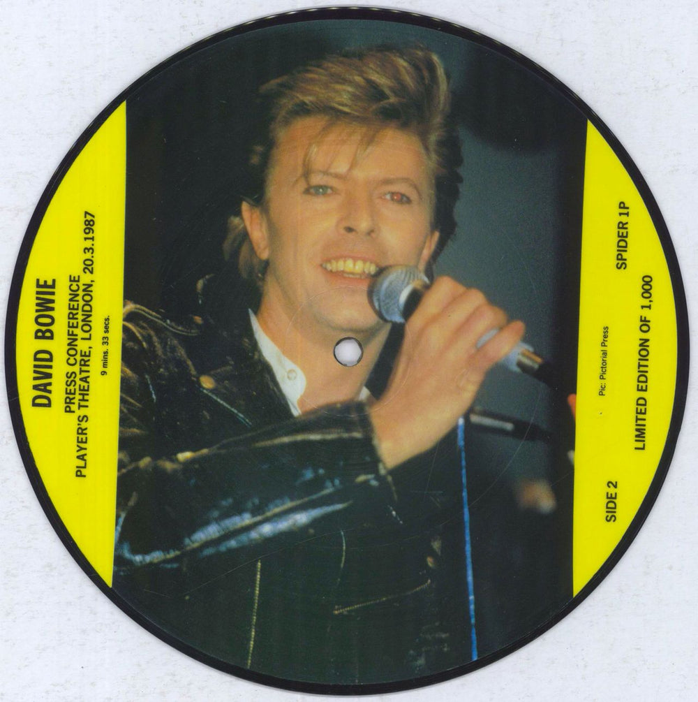 David Bowie Press Conference UK 7" vinyl picture disc (7 inch picture disc single)