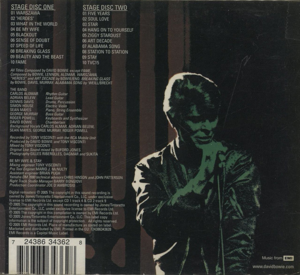 David Bowie Stage - EX UK 2 CD album set (Double CD) 724386343628