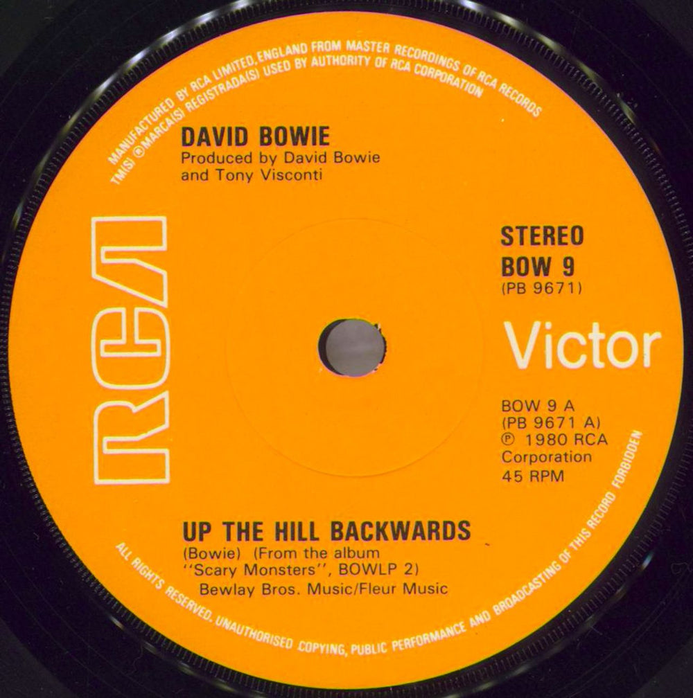 David Bowie Up The Hill Backwards - Soild + P/S UK 7" vinyl single (7 inch record / 45) BOW07UP775129