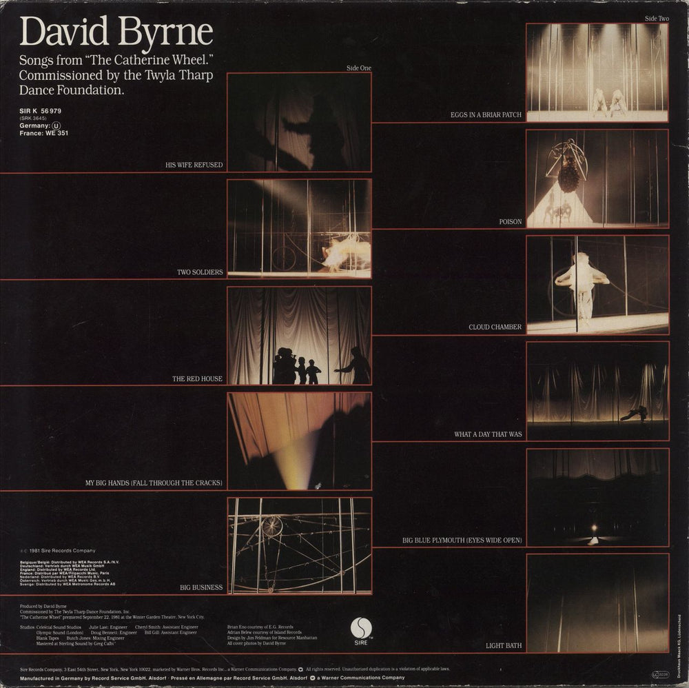 David Byrne The Catherine Wheel German vinyl LP album (LP record)