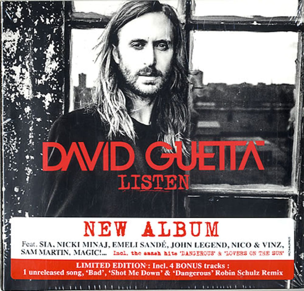 David Guetta Listen UK 2 CD album set (Double CD) 0825646209835