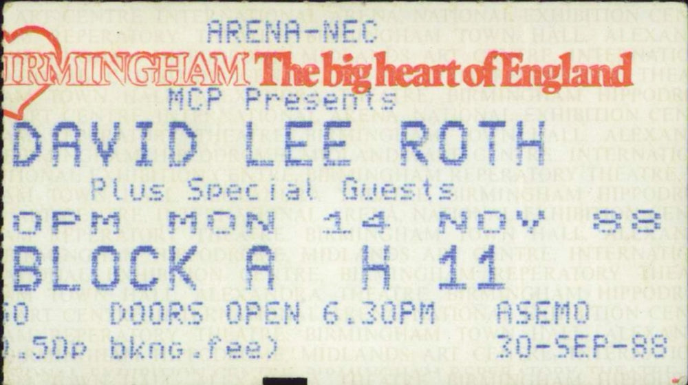 David Lee Roth Skyscraper Tour + Ticket Stub + Merch Insert UK tour programme DLRTRSK867068