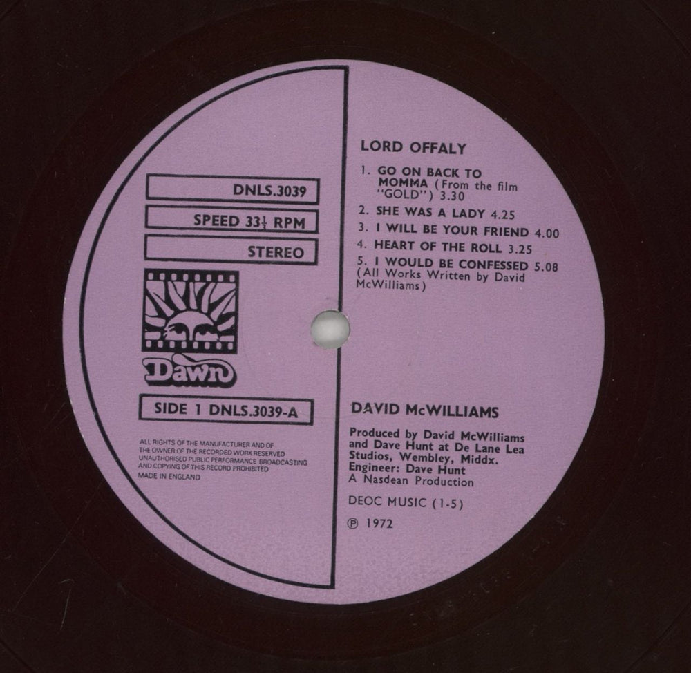 David McWilliams Lord Offaly - EX UK vinyl LP album (LP record) VMCLPLO602161