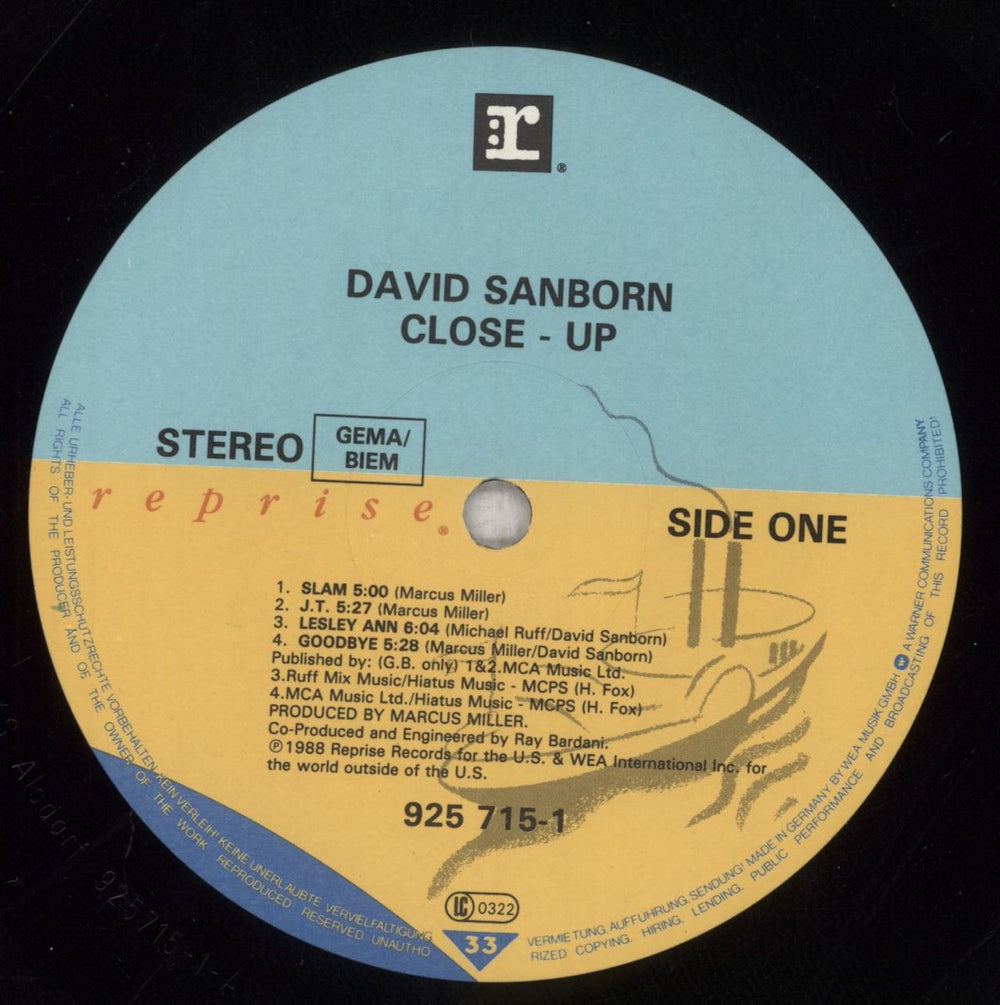 David Sanborn Close-Up German vinyl LP album (LP record) DS8LPCL845374