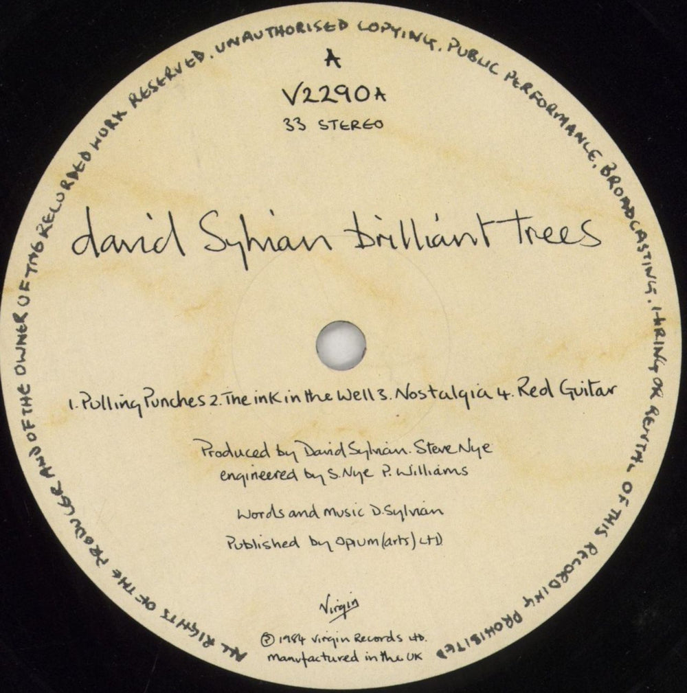 David Sylvian Brilliant Trees - EX UK vinyl LP album (LP record) SYLLPBR109169