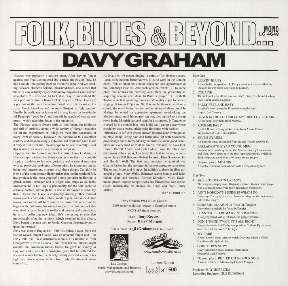 Davy Graham Folk, Blues & Beyond... - 180 Gram Vinyl + Numbered UK vinyl LP album (LP record)