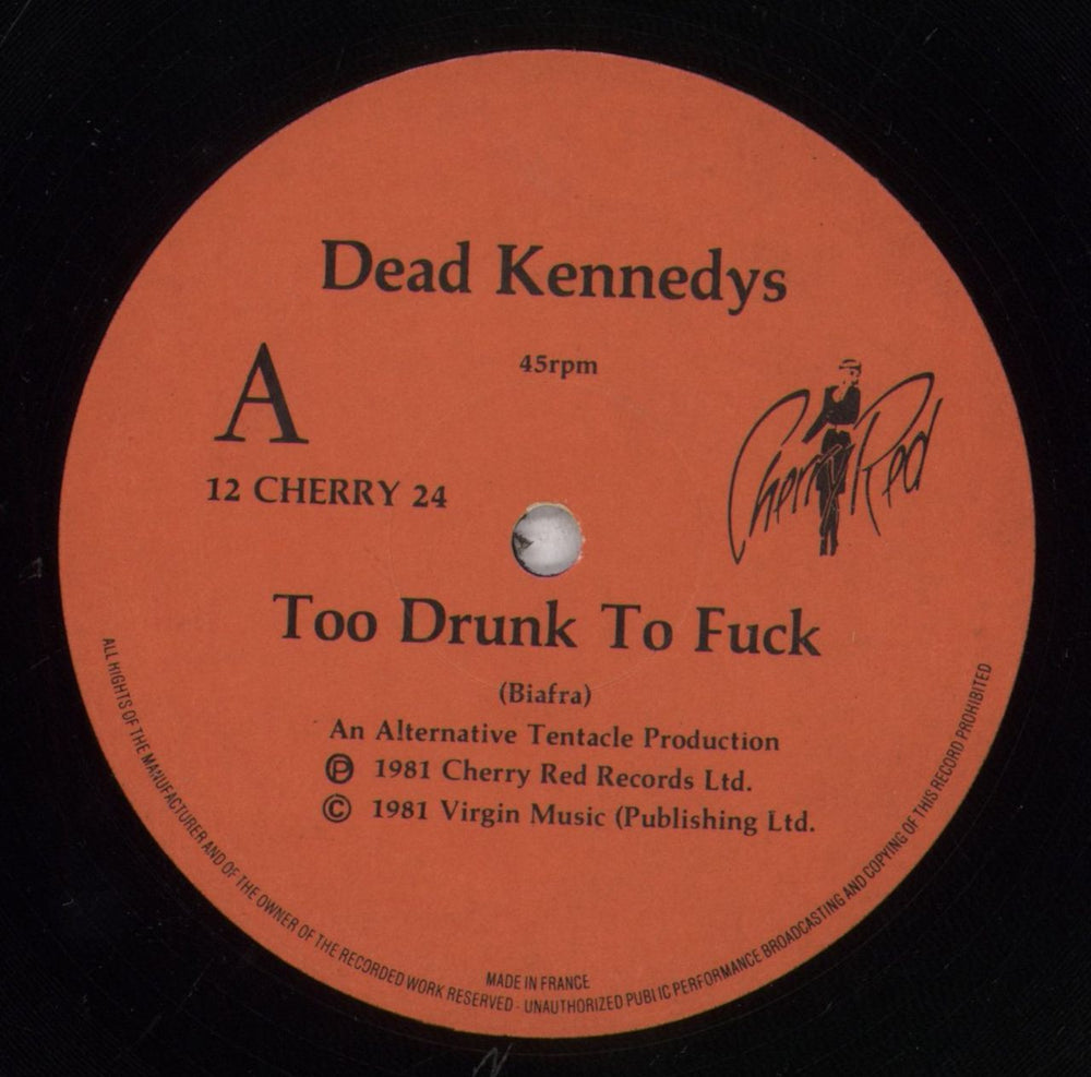 Dead Kennedys Too Drunk To Fuck - VG UK 12" vinyl single (12 inch record / Maxi-single) DKN12TO841393