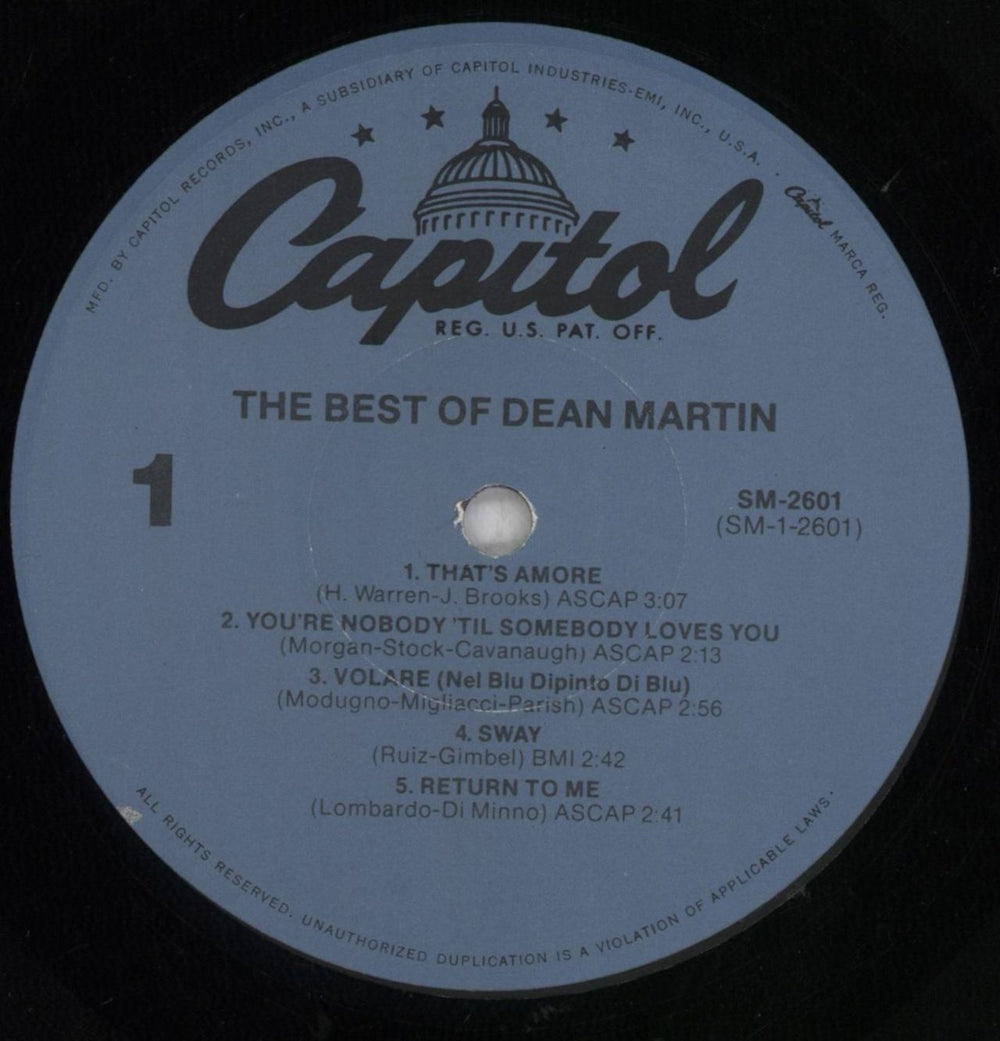 Dean Martin The Best Of Dean Martin US vinyl LP album (LP record) 1DMLPTH836746