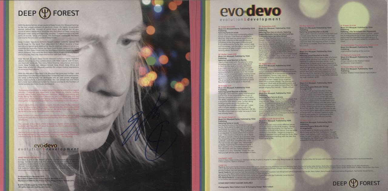 Deep Forest Evo Devo [Evolution & Development] - Autographed UK 2-LP vinyl record set (Double LP Album)