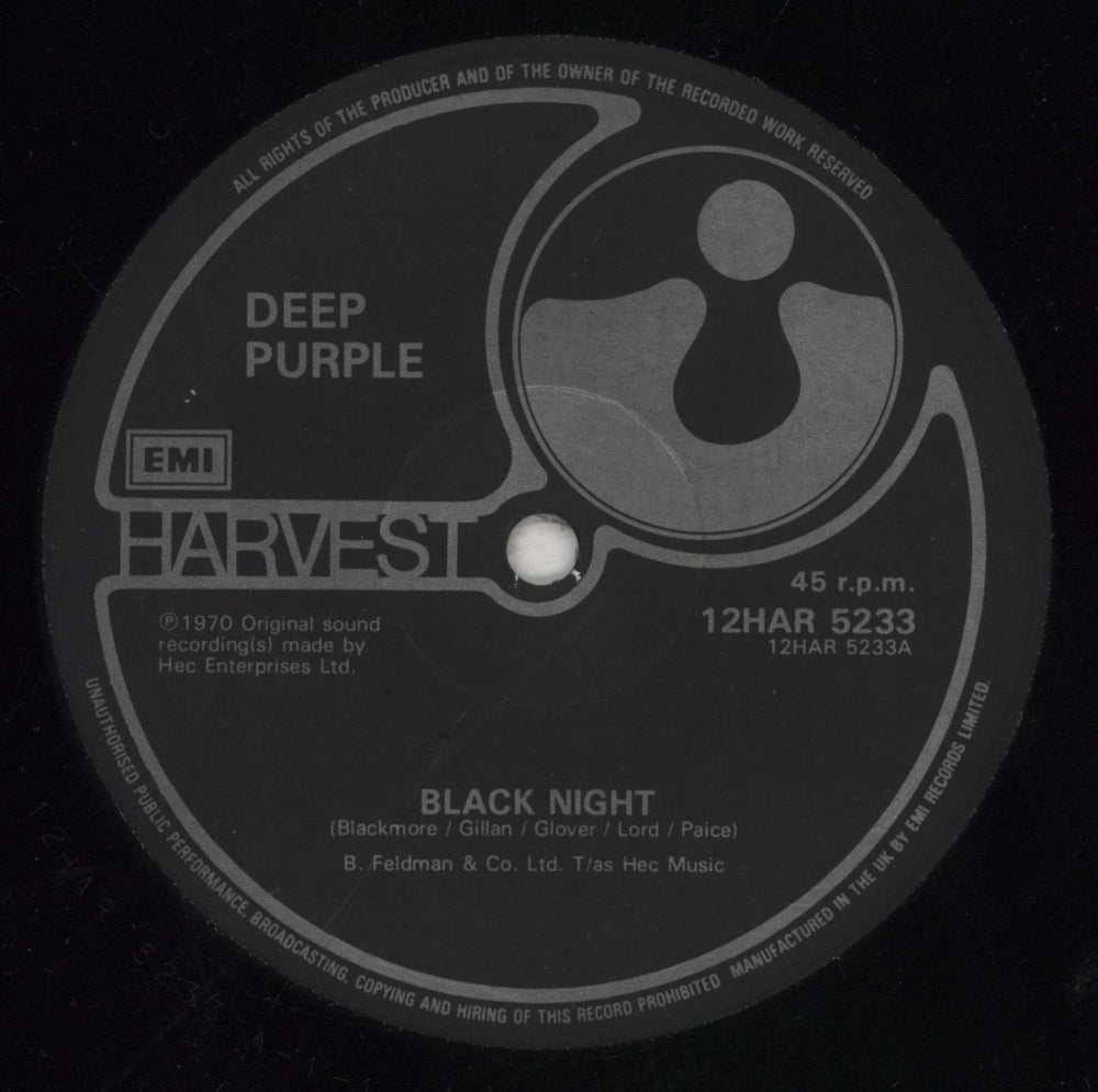 Deep Purple Black Night UK 12" vinyl single (12 inch record / Maxi-single) DEE12BL66837