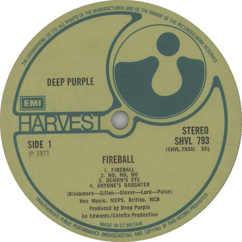 Deep Purple Fireball - 1st + Insert - EX UK vinyl LP album (LP record) DEELPFI546565