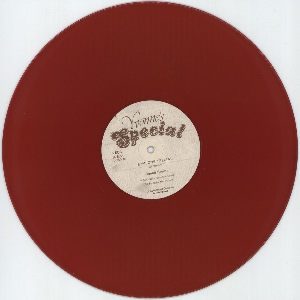 Dennis Brown Someone Special - Red Vinyl UK 12" vinyl single (12 inch record / Maxi-single) YS03