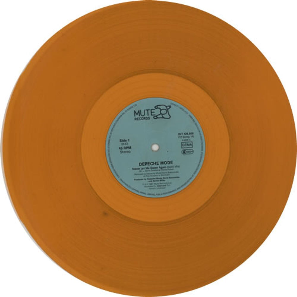 Depeche Mode Never Let Me Down Again - Orange Vinyl German 12" vinyl single (12 inch record / Maxi-single) DEP12NE07927