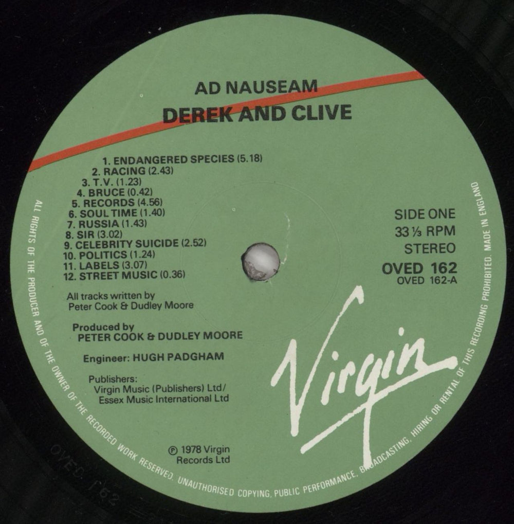 Derek And Clive Ad Nauseam UK vinyl LP album (LP record) D/CLPAD643387
