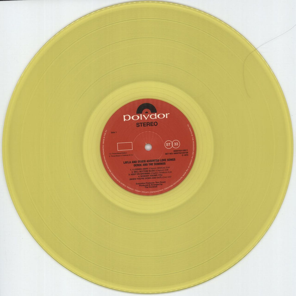 Derek And The Dominos Layla - Clear Yellow 180g Vinyl UK 2-LP vinyl record set (Double LP Album) D&D2LLA872561