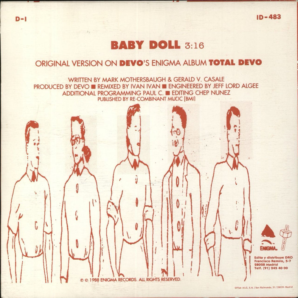 Devo Baby Doll Spanish Promo 7" vinyl single (7 inch record / 45)