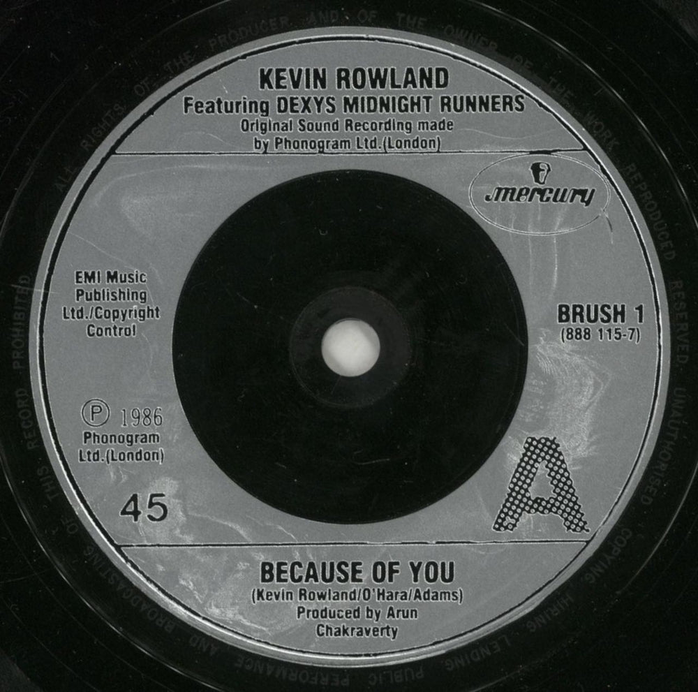 Dexys Midnight Runners Because Of You - Dexys Main Artist Sleeve UK 7" vinyl single (7 inch record / 45) DEX07BE347699