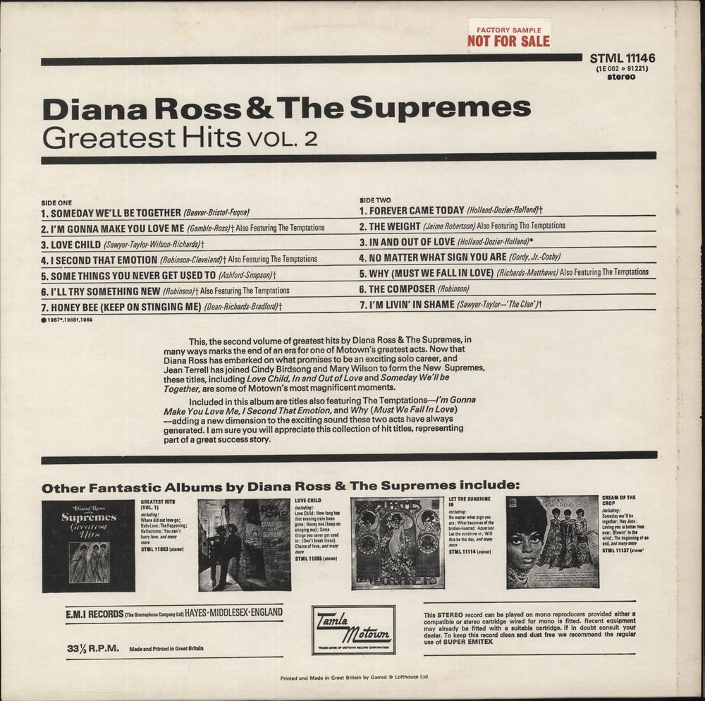 Diana Ross & The Supremes Greatest Hits Vol 2 - 2nd + Manufacturers Property Sticker UK vinyl LP album (LP record)